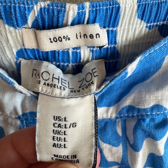 Rachael Zoe Washable Linen Wide Leg Tropical Print Elastic Waist Crop Pant-Large - Picture 5 of 6